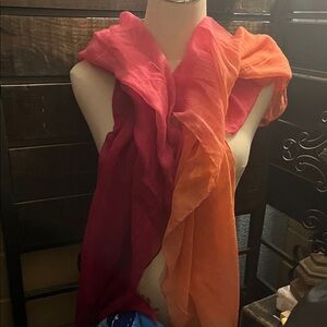Ombre Pink to Orange Lightweight Scarf Wrap